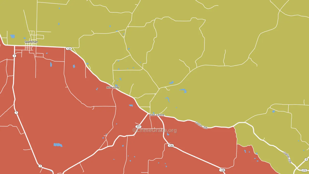 Pine Grove, AR Map of Murder Rates