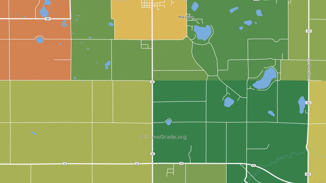 Pine Grove, MI Map of Murder Rates