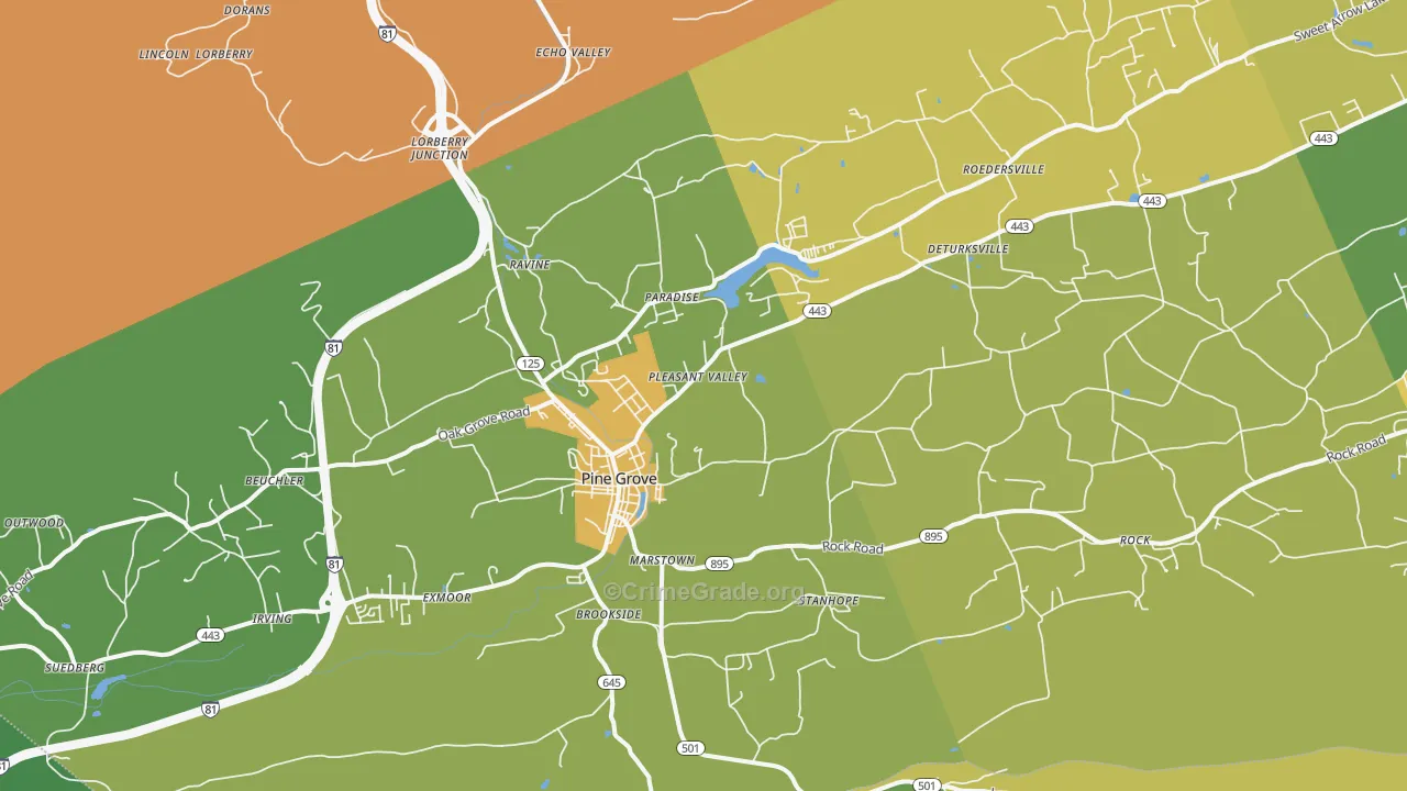 Pine Grove, PA Map of Murder Rates