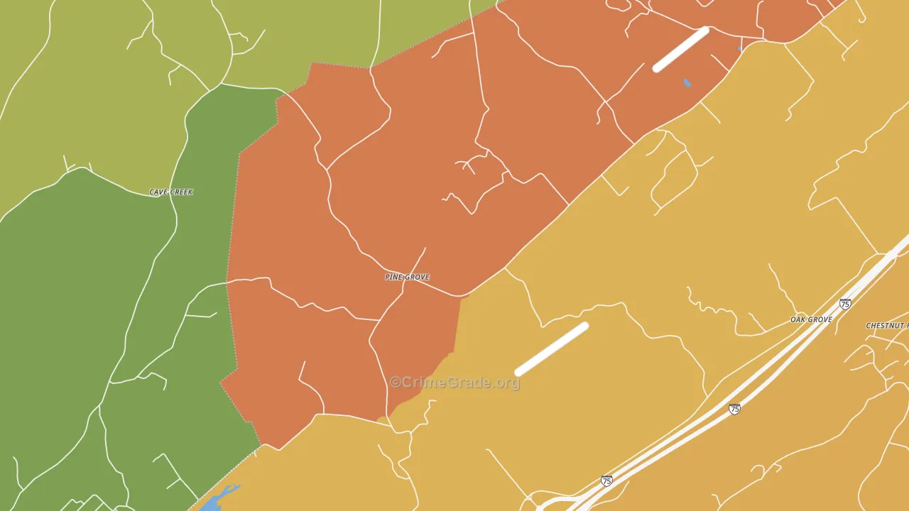 Pine Grove, TN Map of Murder Rates