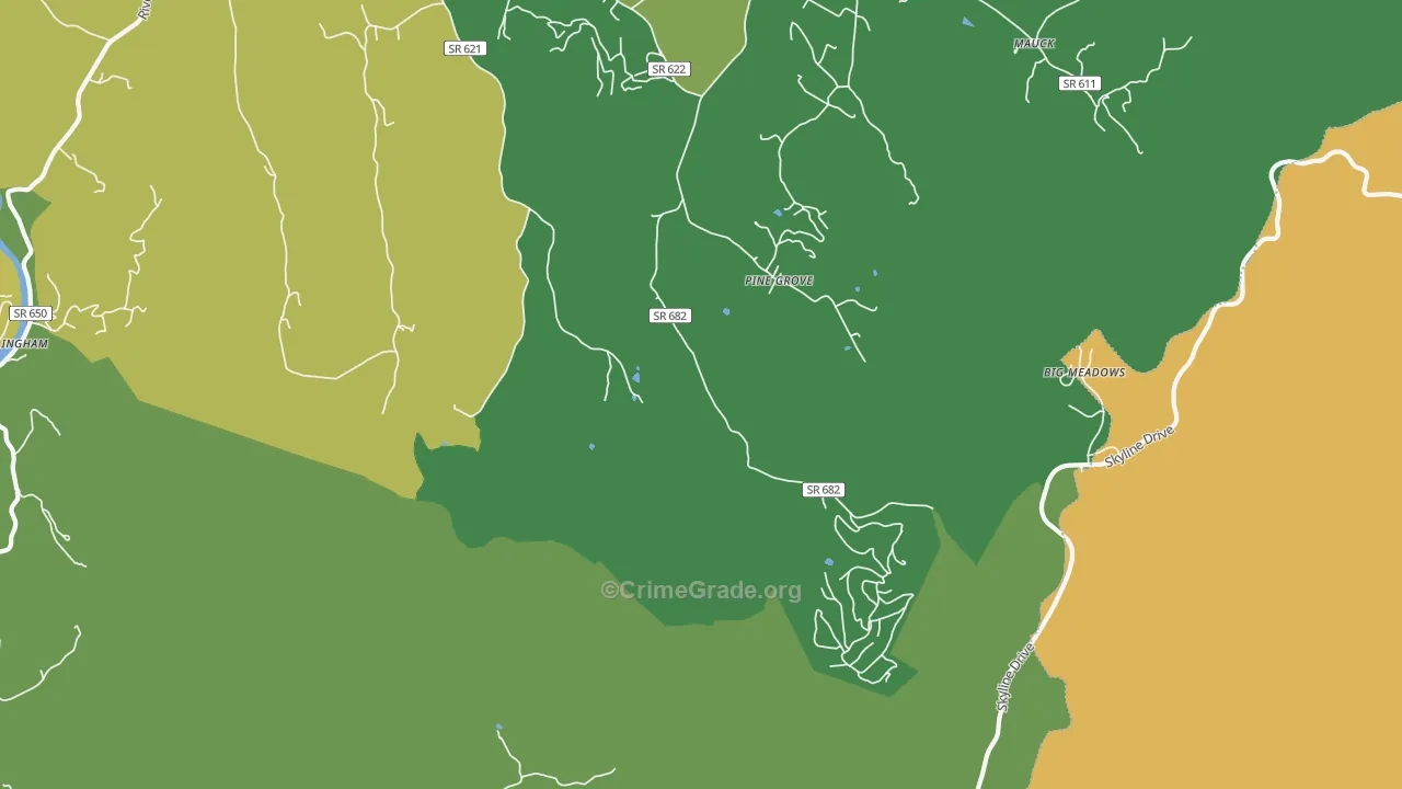 Pine Grove, VA Map of Murder Rates