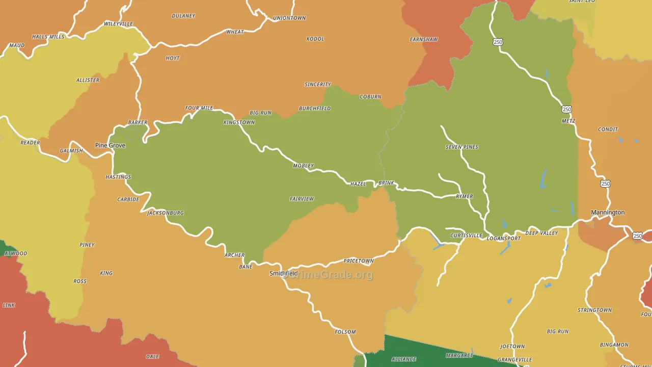 Pine Grove, WV Map of Murder Rates