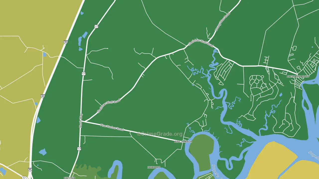 Pine Harbor, GA Map of Murder Rates