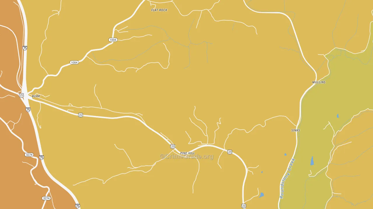 Pine Hill, KY Map of Murder Rates