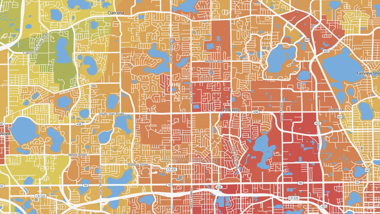 Pine Hills, FL Map of Murder Rates