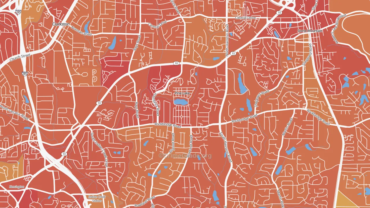 Pine Lake, GA Map of Murder Rates