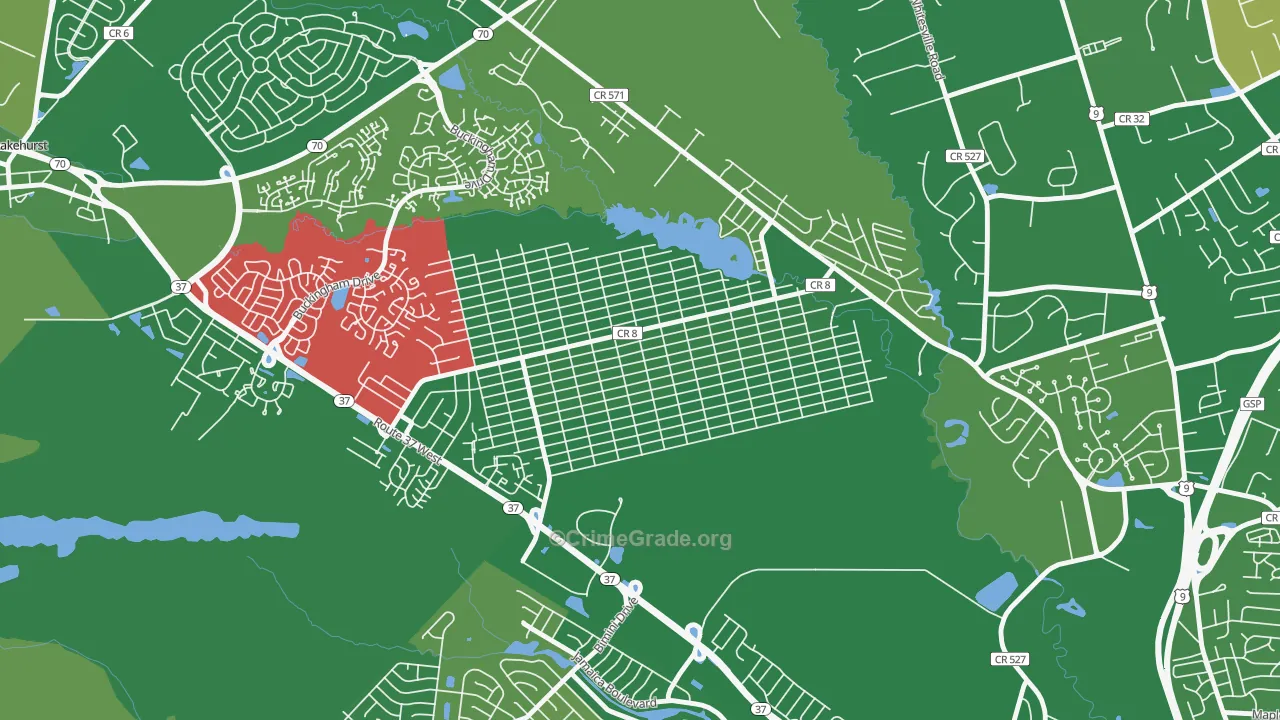 Pine Lake Park, NJ Map of Murder Rates