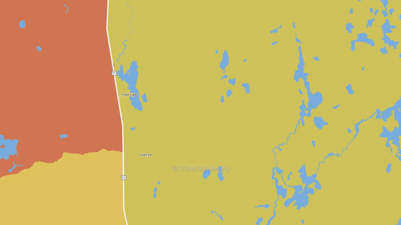 Pine Lake, WI Map of Murder Rates