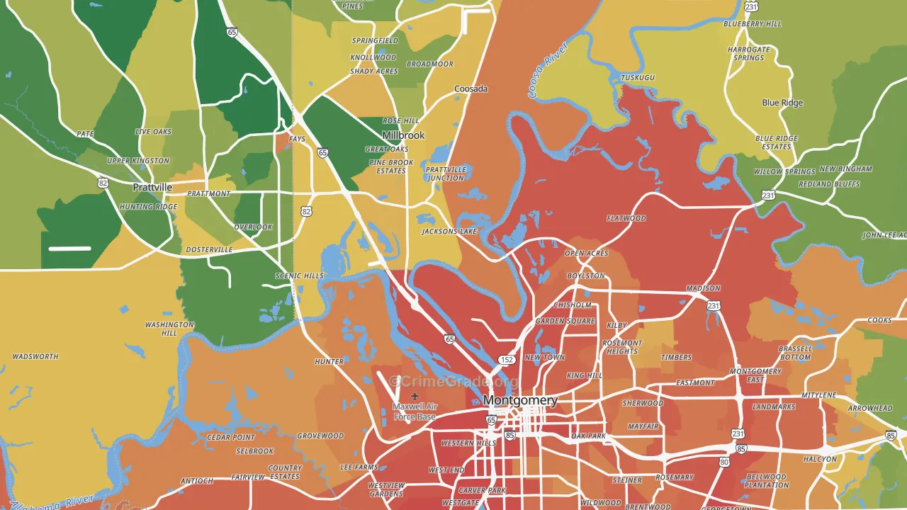 Pine Level, AL Map of Murder Rates