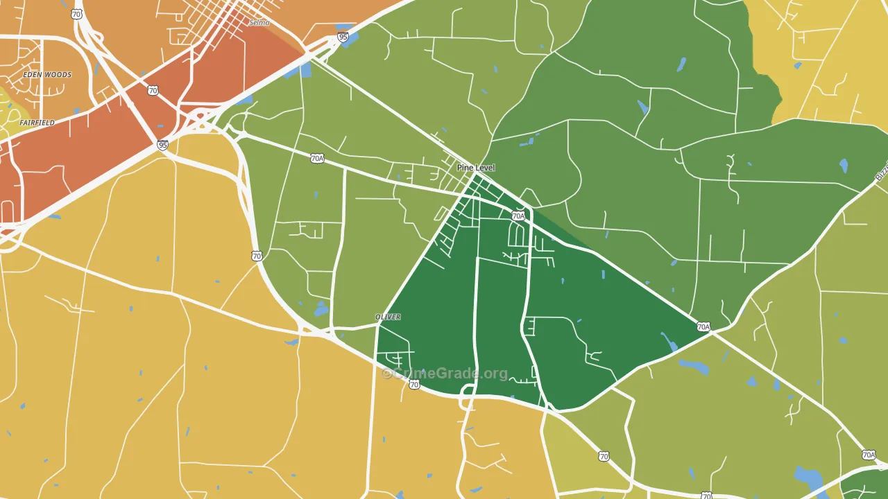 Pine Level, NC Map of Murder Rates