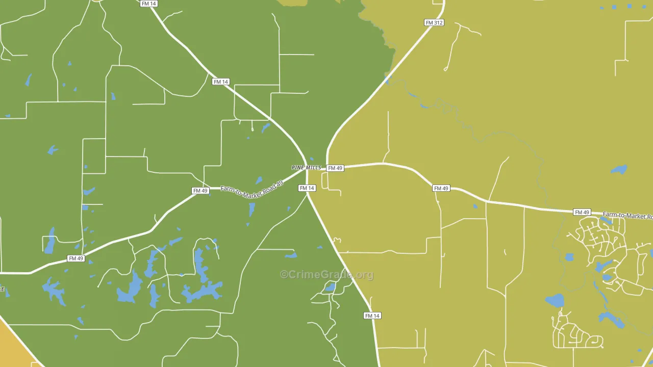 Pine Mills, TX Map of Murder Rates
