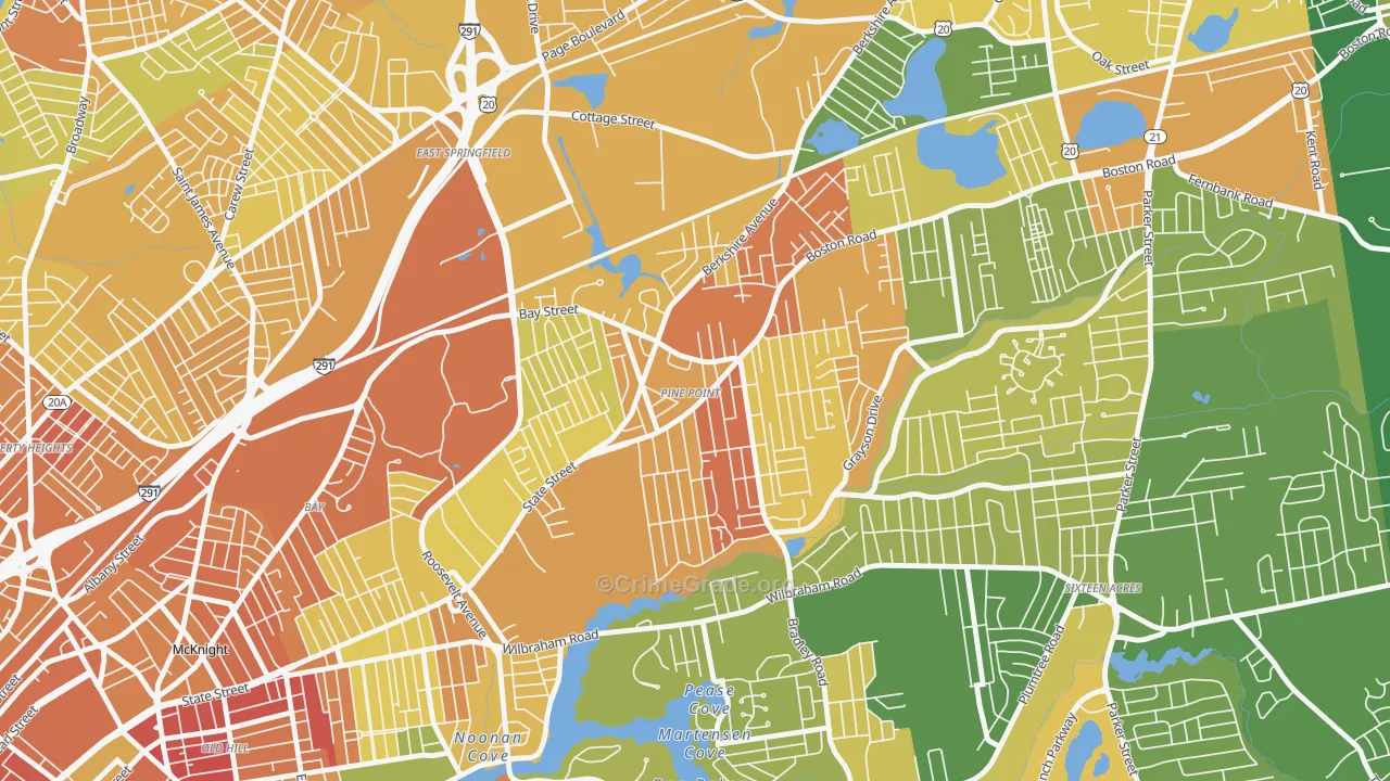 Pine Point, Springfield, MA Map of Murder Rates