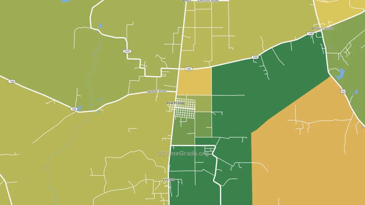 Pine Prairie, LA Map of Murder Rates