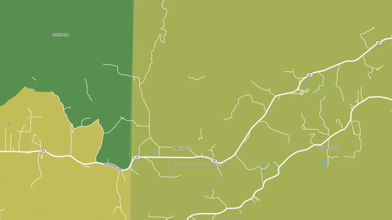 Pine Ridge, AR Map of Murder Rates