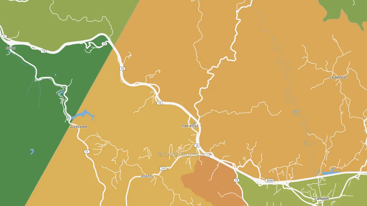 Pine Ridge, KY Map of Murder Rates