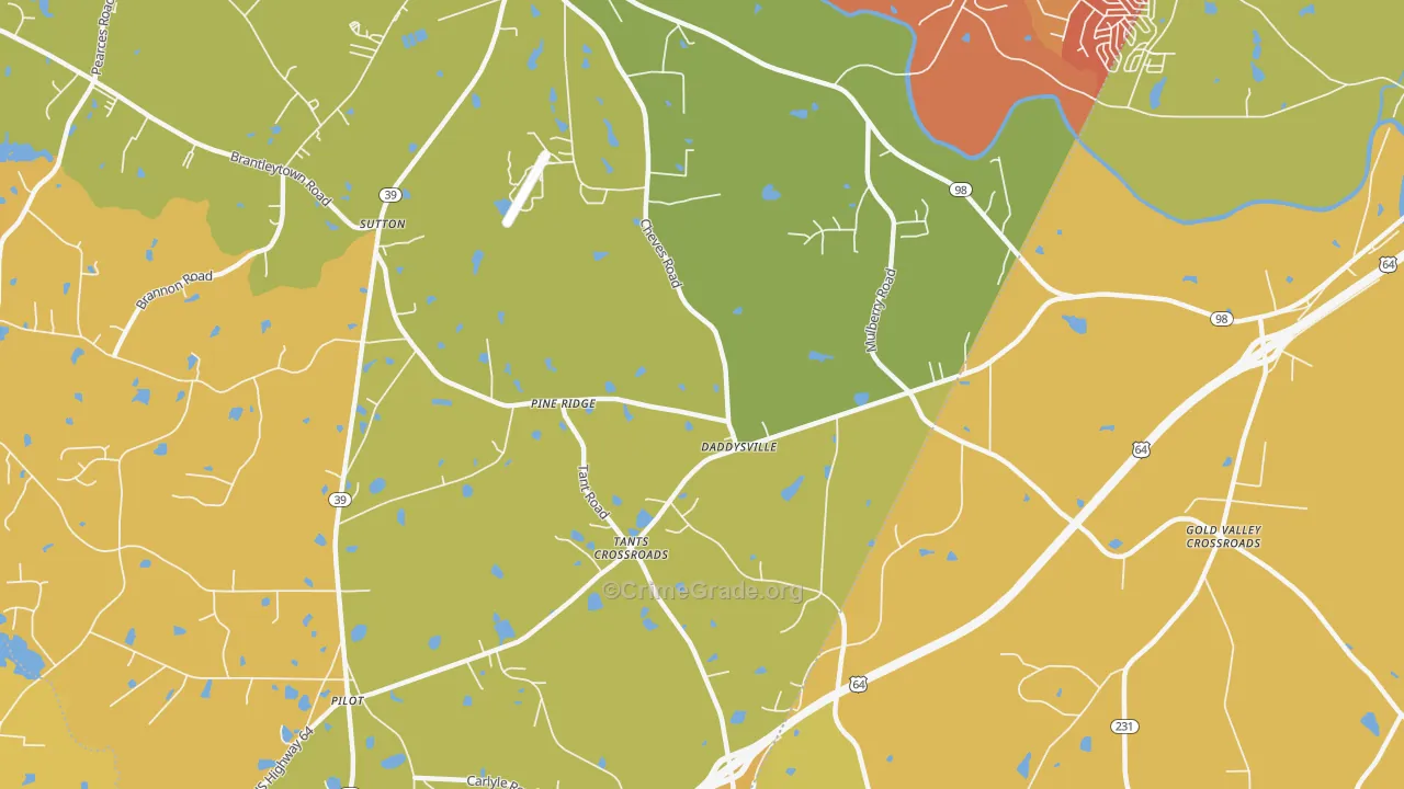 Pine Ridge, NC Map of Murder Rates