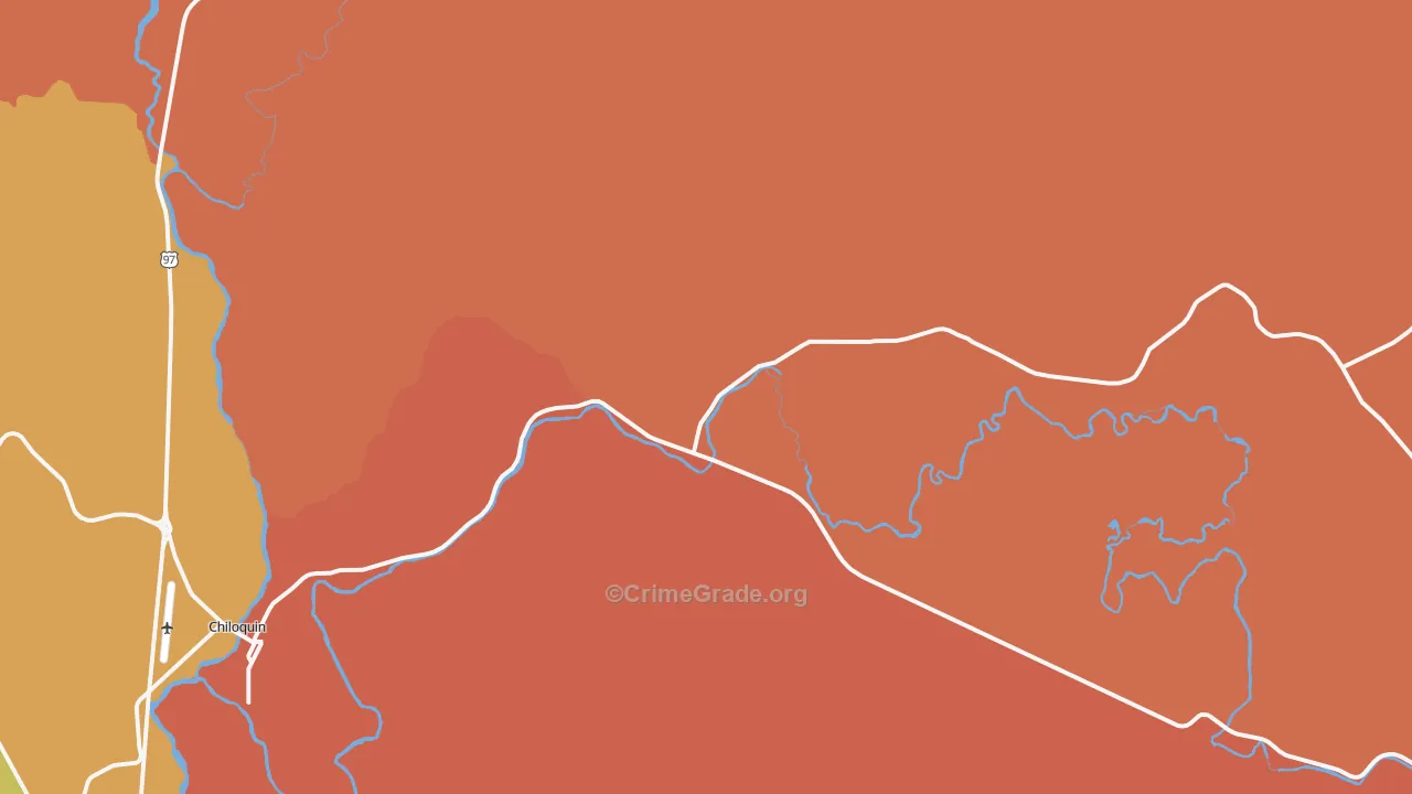 Pine Ridge, OR Map of Murder Rates