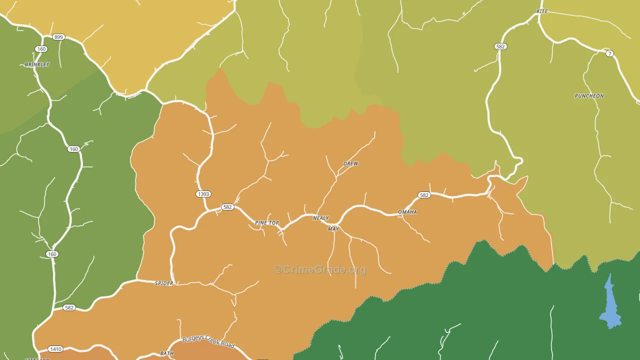 Pine Top, KY Map of Murder Rates