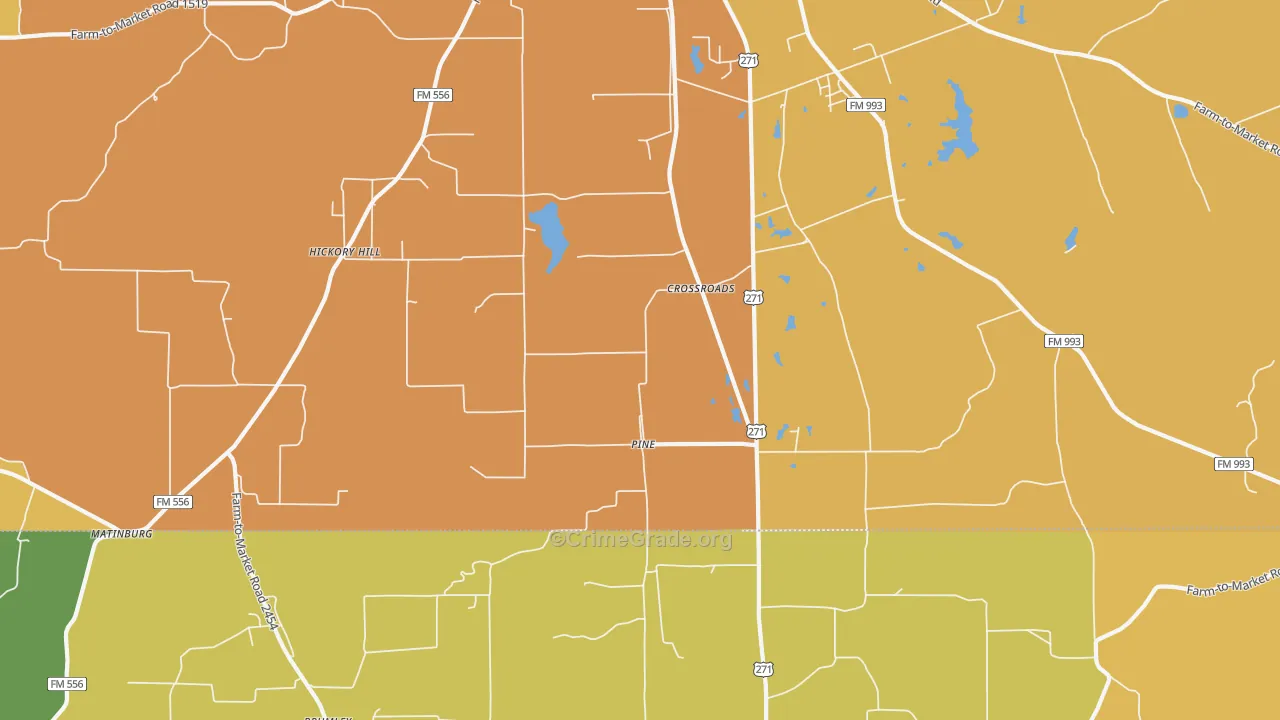 Pine, TX Map of Murder Rates