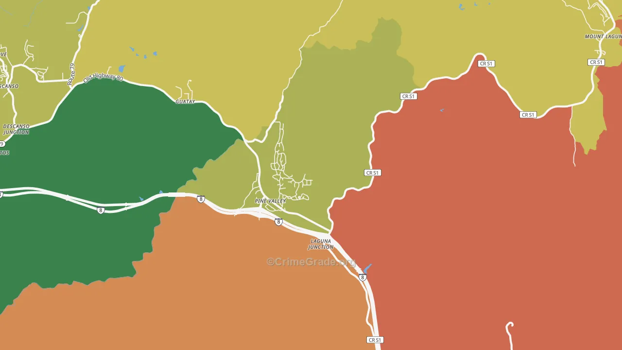 Pine Valley, CA Map of Murder Rates