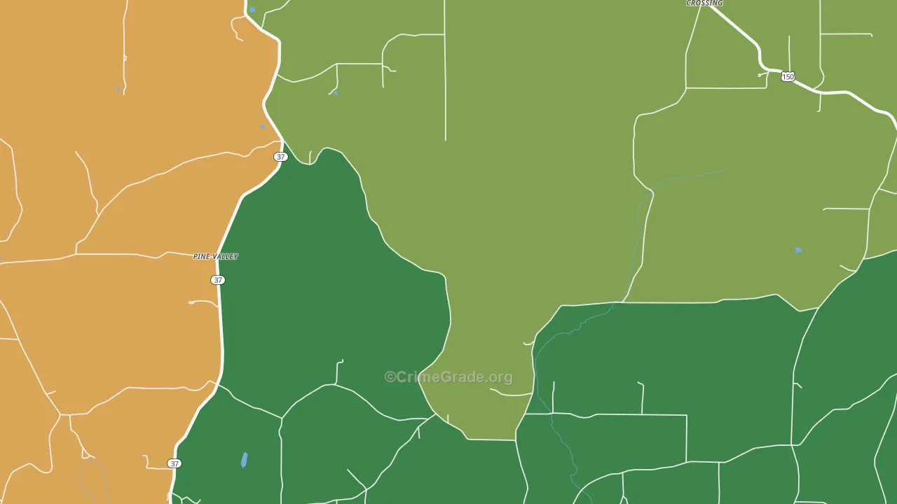 Pine Valley, IN Map of Murder Rates