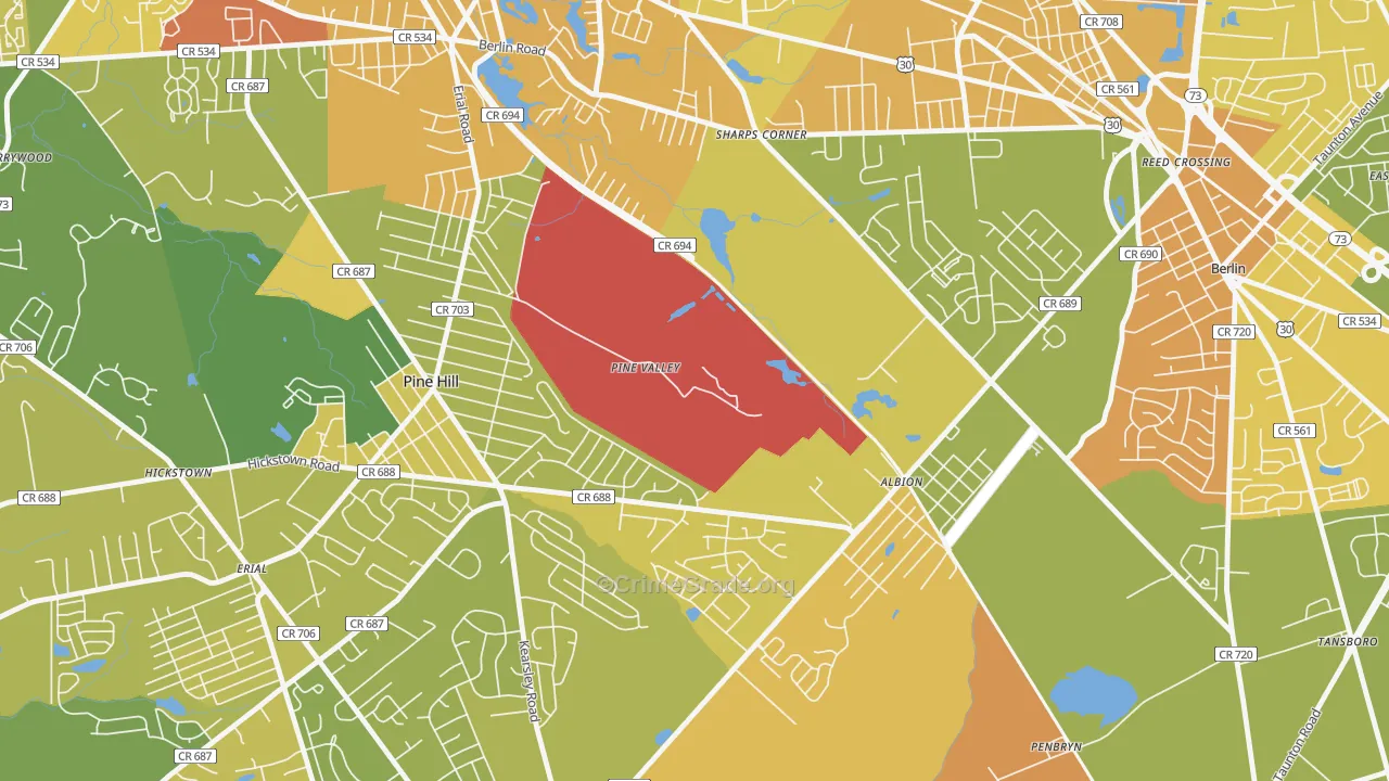 Pine Valley, NJ Map of Murder Rates