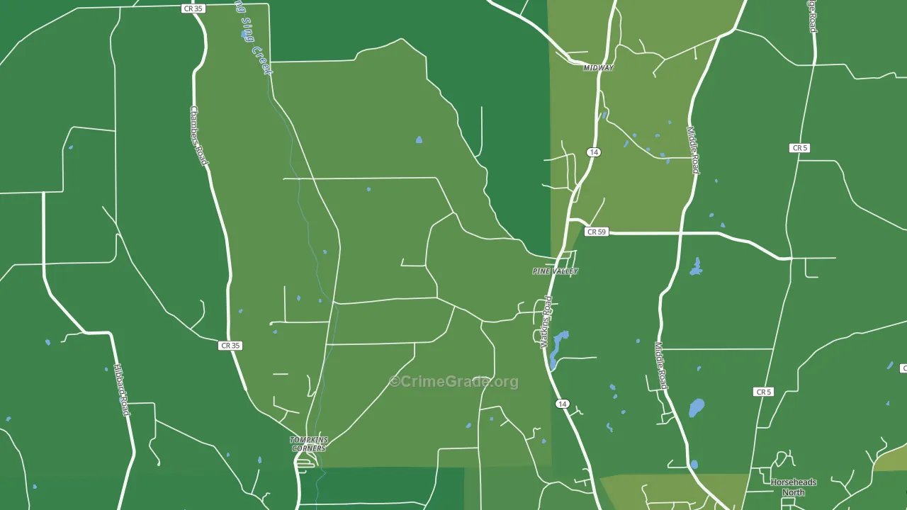 Pine Valley, NY Map of Murder Rates