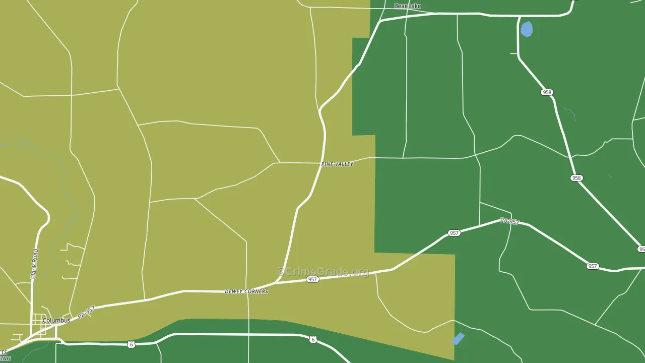 Pine Valley, PA Map of Murder Rates