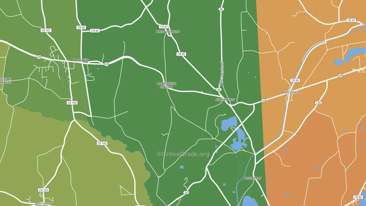 Pine Woods, NY Map of Murder Rates