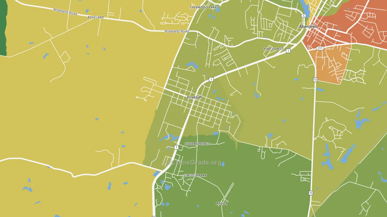 Pinebluff, NC Map of Murder Rates