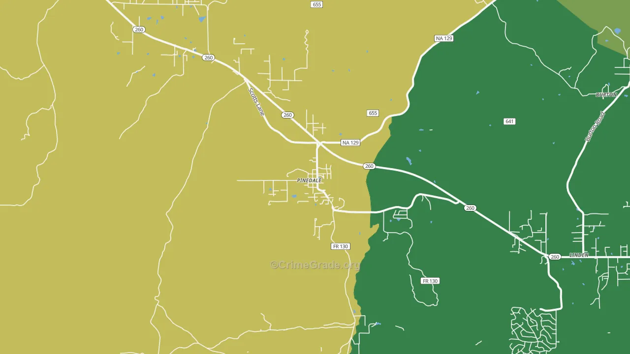 Pinedale, AZ Map of Murder Rates