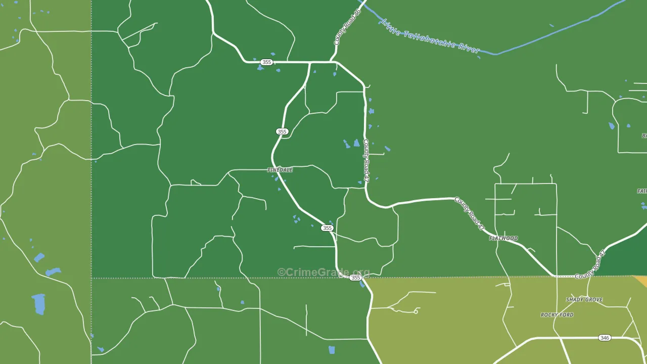 Pinedale, MS Map of Murder Rates