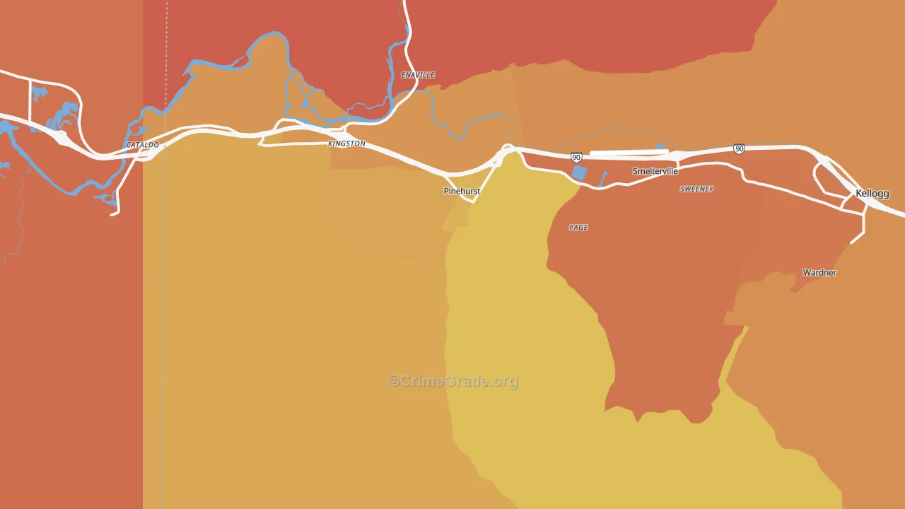 Pinehurst, ID Map of Murder Rates