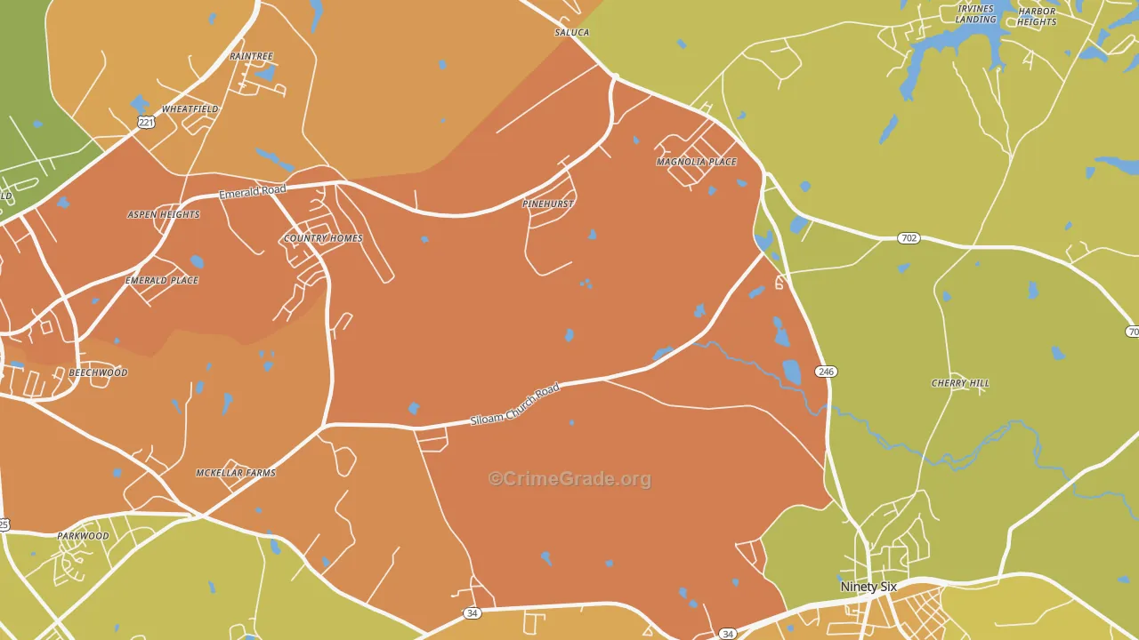 Pinehurst, SC Map of Murder Rates