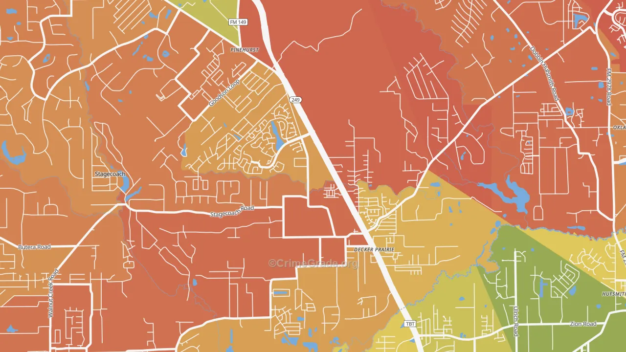 Pinehurst, TX Map of Murder Rates