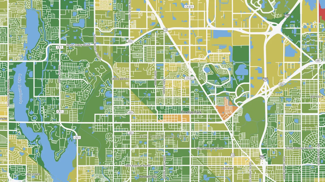 Pinellas Park, FL Map of Murder Rates