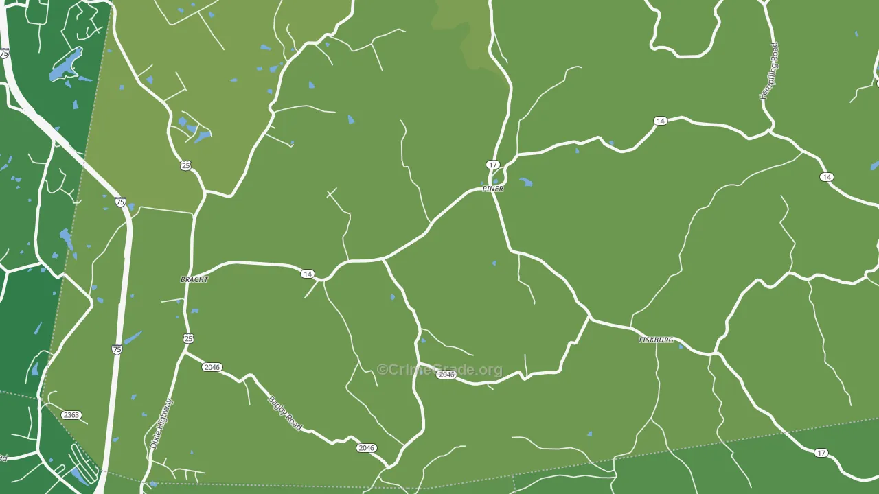 Piner, KY Map of Murder Rates