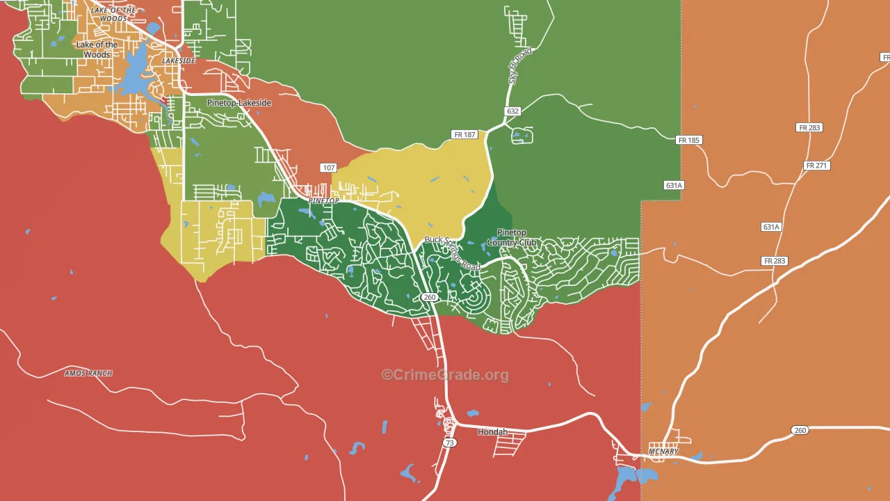 Pinetop, AZ Map of Murder Rates