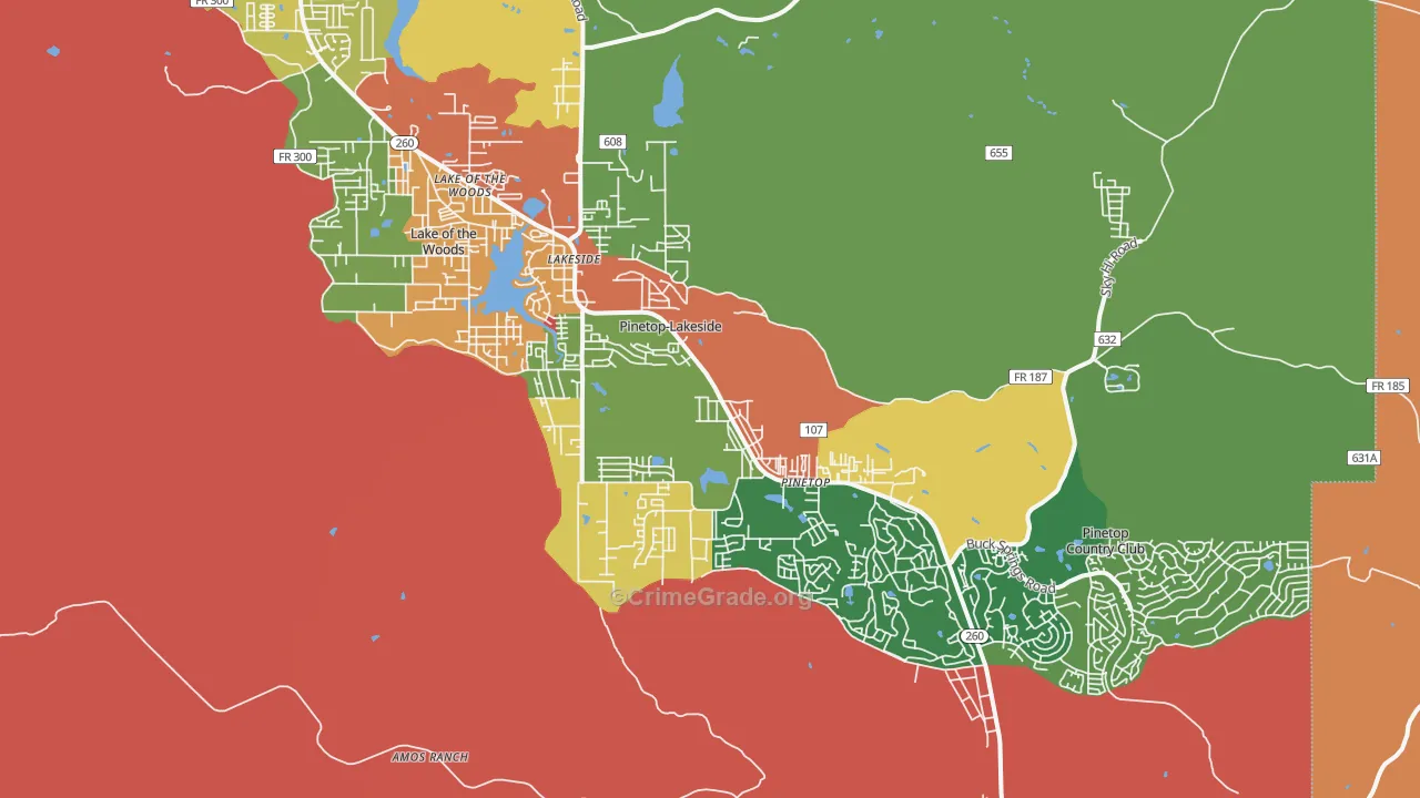 Pinetop-Lakeside, AZ Map of Murder Rates