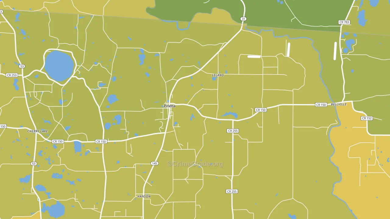 Pinetta, FL Map of Murder Rates