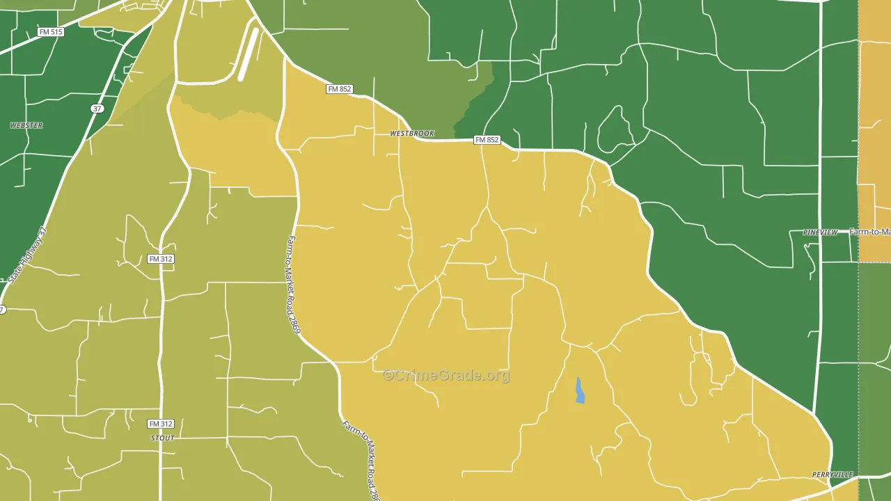 Pineview, TX Map of Murder Rates