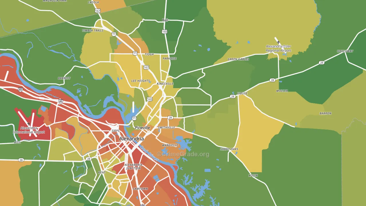 Pineville, LA Map of Murder Rates