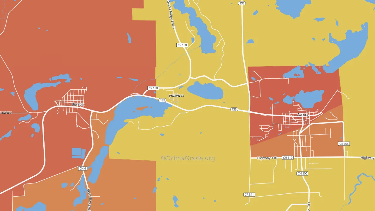 Pineville, MN Map of Murder Rates