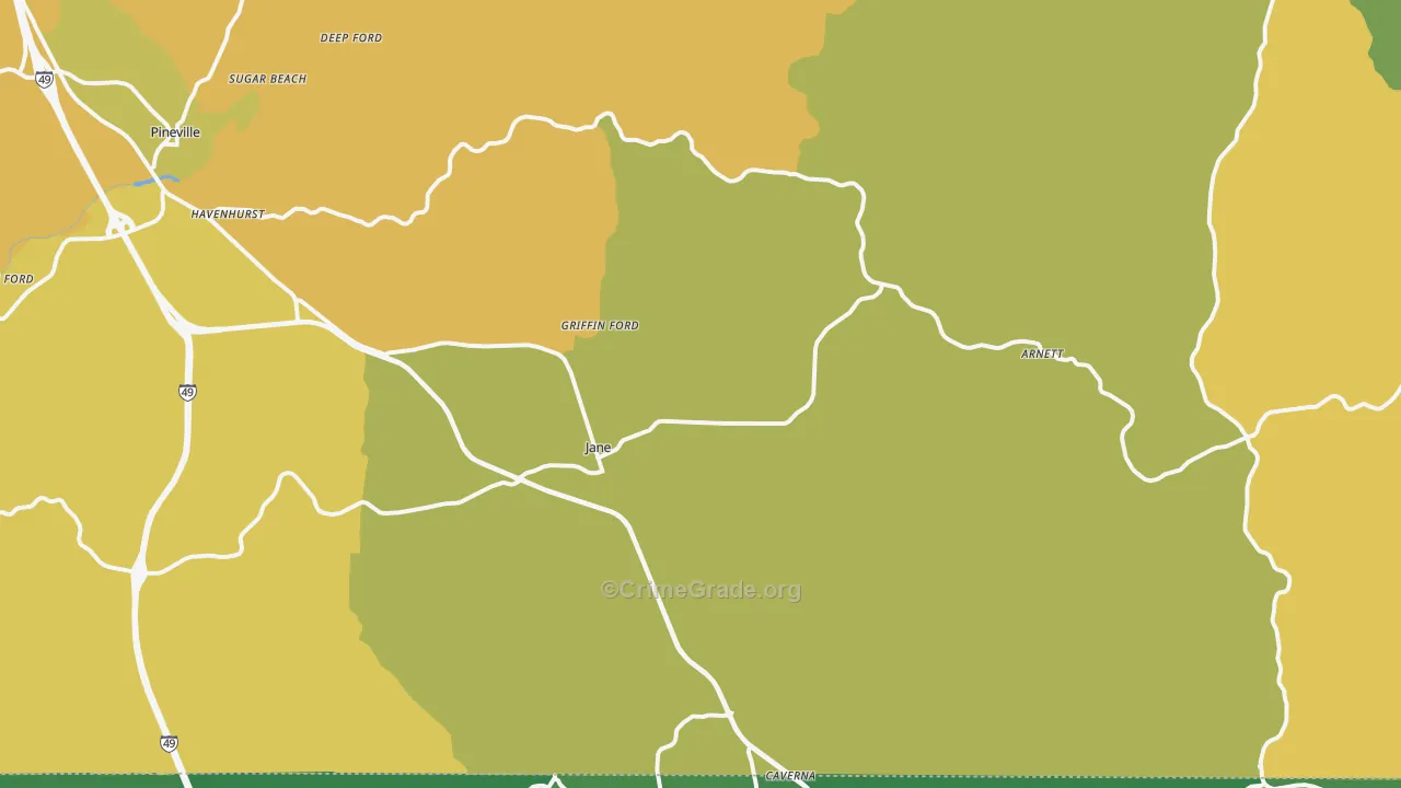 Pineville, MO Map of Murder Rates