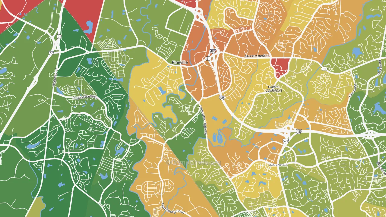 Pineville, NC Map of Murder Rates