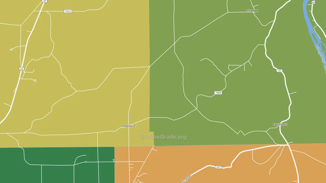 Pineville, PA Map of Murder Rates