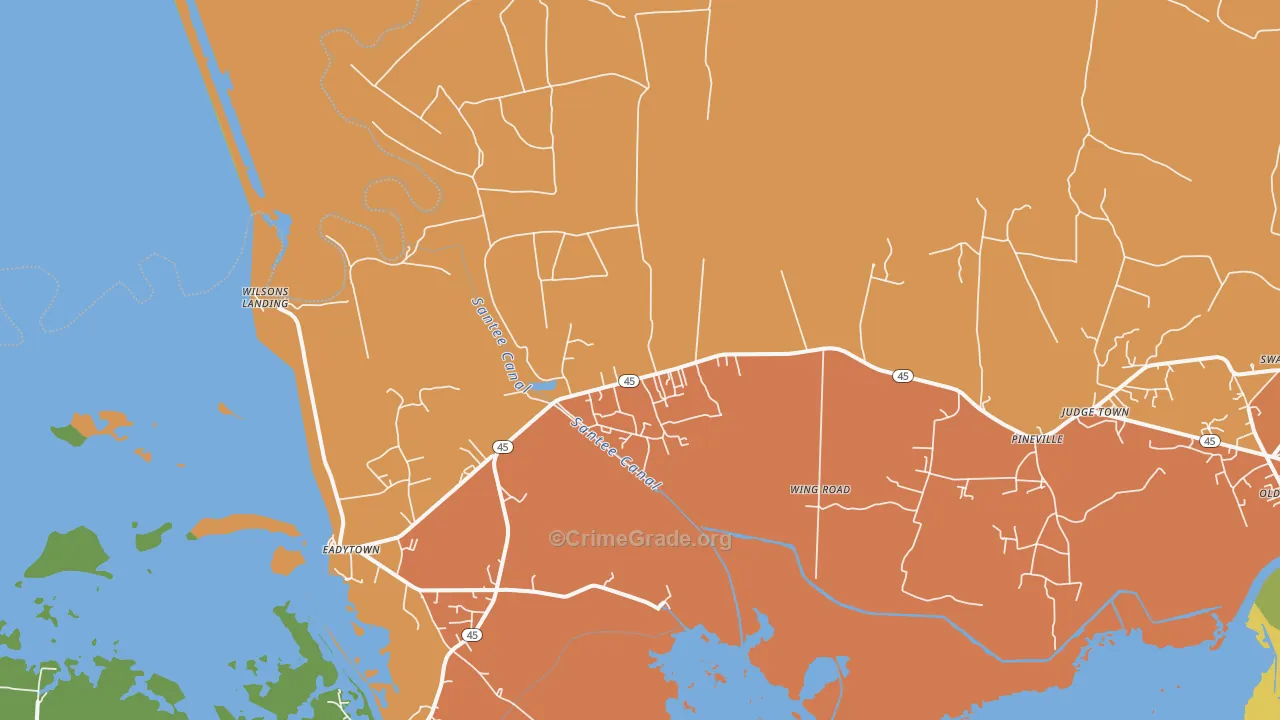 Pineville, SC Map of Murder Rates