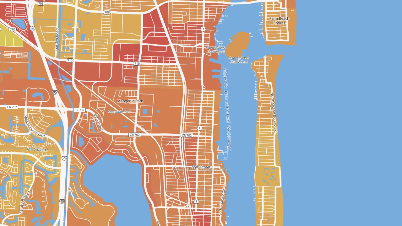 Pinewood-West Palm Beach, West Palm Beach, FL Map of Murder Rates