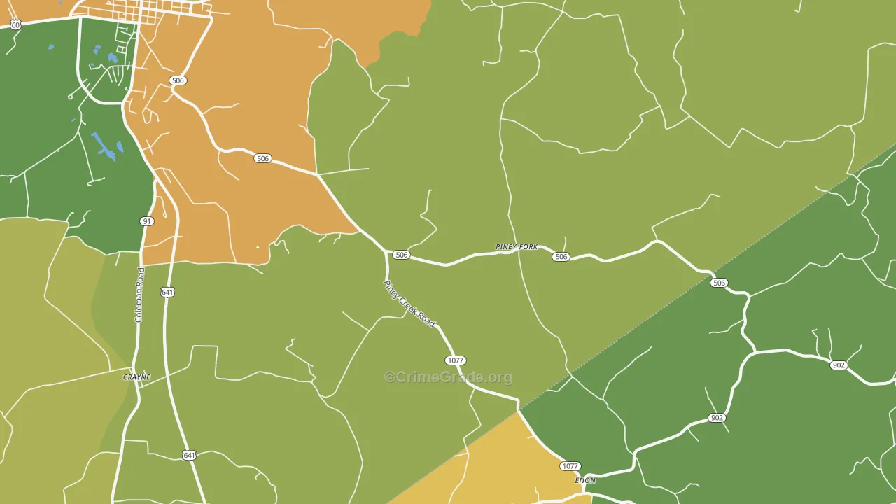 Piney Fork, KY Map of Murder Rates