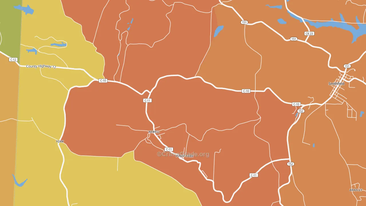 Piney Fork, OH Map of Murder Rates